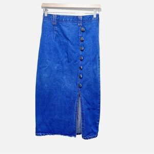 Vintage Denim Button-Down Pencil Skirt
